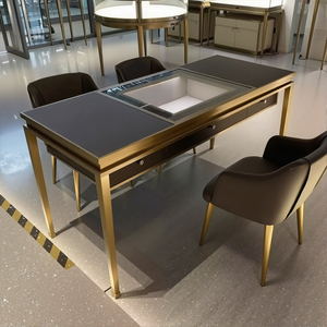 Custom Jewelry Consultation Table <b>with</b> Chairs | Luxury Negotiation <b>Desk</b> for Jewelry Retail Store Design Elegant Jewelry Display - Product Image 5