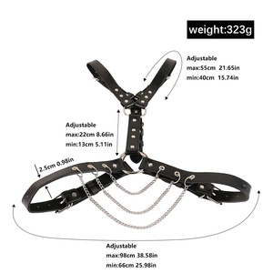 Kit de Bondage de Cuero para el Cuerpo, Entrenamiento de Esclavos, SM, Fetiche, Cinturón Ajustable, Cadena, Arnés, Esposas, Juego de Sujeción de Pecho y Cintura, Juguetes para Hombres - Product Image 2