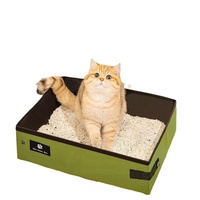 Bac à litière pour chat pliable, jetable, en plastique imperméable, portable, avec sac de rangement pour les voyages