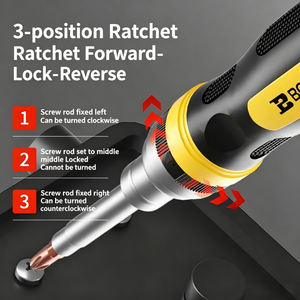 Ratchet <b>Screwdriver</b> <b>Set</b> 19 In 1 Phillips Bit Anti Slip Handle Magnetic Diy Repair Tool <b>Set</b> S2 Alloy Steel Chrome Plated - Product Image 5