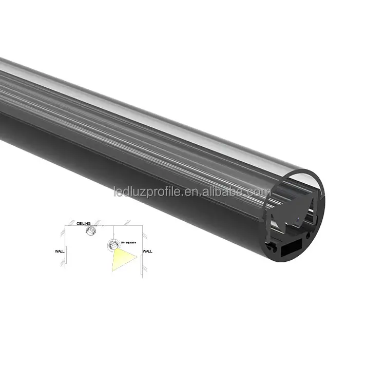 Diametro 28mm tubo tondo profilo LED in alluminio con lente PMMA per luce lineare pendente regolabile