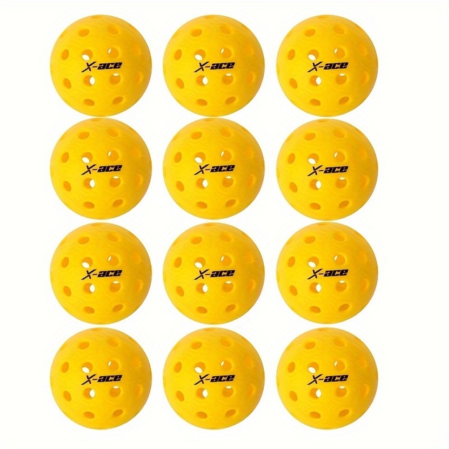 X-ace Pickleball Balls, 40/26 Holes for Indoor & Outdoor Play, Ideal for All Skill Levels 12pcs Durable PE