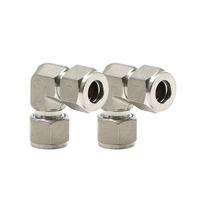 Sambungan siku baja tahan karat 316 90 derajat dengan fitting kompresi double ferrule untuk pipa ukuran 1/16" hingga 1-1/2"
