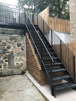 Escaliers en fer galvanisés à chaud de structure en acier extérieure moderne de Prima avec l'escalier d'étape de plaque à carreaux pour l'application de villa