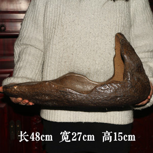 Irregular Purple Clay Bonsai Pot 48cm Long Shallow Zen Style <b>Handmade</b> <b>Pottery</b> Craft - Product Image 3