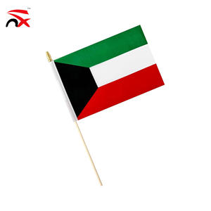 Drapeau du Koweït à agiter à la main, personnalisé, 10*15CM 14*21CM, avec mât en bois, pour encourager les jours nationaux et les matchs de football - Vente chaude - Product Image 4