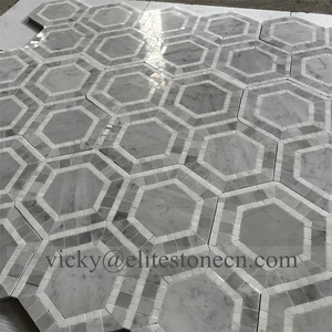 Prix de gros Mosaïque hexagonale aspect marbre de luxe pour intérieur, mosaïque murale en pierre pour extérieur, salle de bain, hôtel, salle à manger - Product Image 6