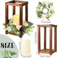 Lanterne de mariage en bois rustique pièce maîtresse bougeoirs intégrés pour décor de Saint-Valentin de Table de fête de mariage