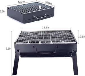 Parrilla de Carbón Portátil Plegable de Acero al Carbono Ligera y Duradera para 3-5 Personas con Dispositivo de Seguridad para la Depleción de Oxígeno para Camping - Product Image 1