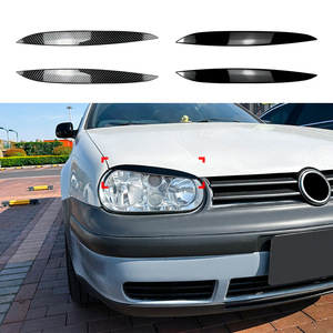 Volkswagen Golf 4 Headlight Brow Stickers Piano Black Carbon Fiber Texture ABS Body Stickers for Exterior Modification - Product Image 1