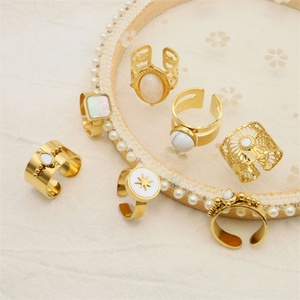 แหวนกำไลข้อมือชุบทองประดับหินธรรมชาติสแตนเลสยอดนิยม - Product Image 1