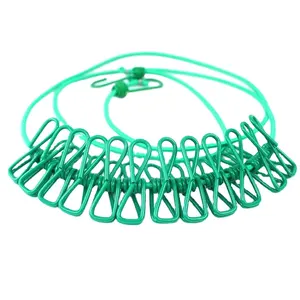 便携式晾衣绳带12个夹子可伸缩洗衣烘干机晾衣绳晾衣架户外挂布线