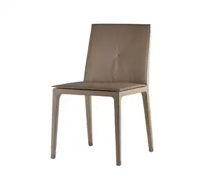 आधुनिक काले चमड़े के लिए ठोस लकड़ी के एकल भोजन कुर्सियों के साथ आधुनिक काले चमड़े