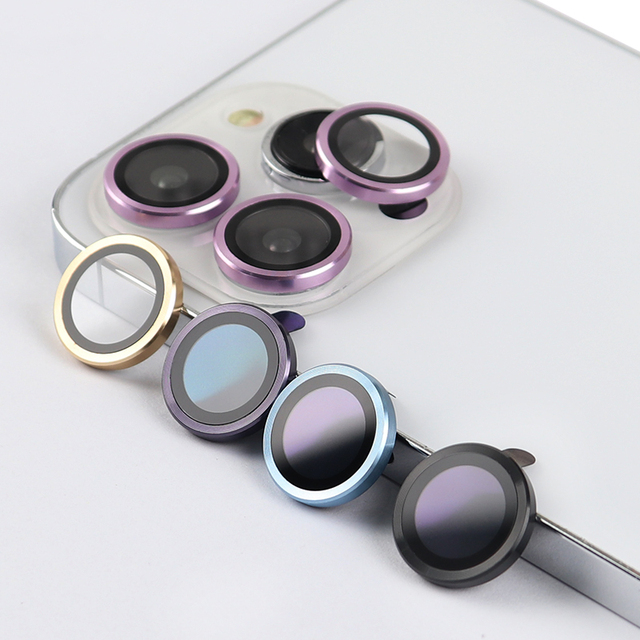 Wholesale Eagle Eye Metal Ring CD Texture Tempered Glass HD clear Camera Protector for iphone 14 13 12 Pro Max