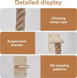 ROPECUBE <span class=keywords><strong>Cat</strong></span> Escalada Corda Wall-Mounted <span class=keywords><strong>Cat</strong></span> <span class=keywords><strong>Tree</strong></span> Duas Camadas De Madeira Boards Ladder Resting Plataforma Diversão Infinita para Gatos e Kitty - Product Image 5