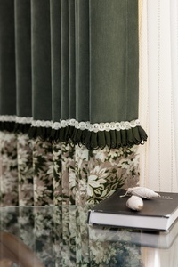 <span class=keywords><strong>Tende</strong></span> Oscuranti di Lusso in Ciniglia Stile Vintage Verde con Motivo Floreale e <span class=keywords><strong>Orlo</strong></span> a Pieghe S, <span class=keywords><strong>Tende</strong></span> Personalizzate per Finestre del Soggiorno - Product Image 4