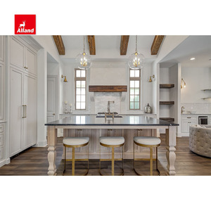 Mobile da <span class=keywords><strong>Cucina</strong></span> Bianco Incassato Stile Shaker Tradizionale Design Durevole Classico in Legno Massello di Ontano Verniciato con Isola in Marmo - Product Image 3