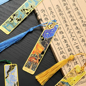 Marcapáginas de Metal con Diseño de Pintura al Óleo, Regla 3D, Hueco, Clásico, Exquisito, para el Año Nuevo Chino, Soporte para Páginas de Libros, Papelería, Flor - Product Image 3