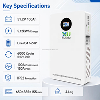 Paket Baterai Lithium LiFePO4 51.2V 100Ah/200Ah BMS untuk Sistem Penyimpanan Energi Tenaga Surya Off-Grid >6000 Siklus Bersertifikasi CE