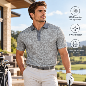 Polo de golf personnalisé haut de gamme 92% polyester 8% élasthanne extensible dans les 4 sens anti-humidité UPF col en tissu de qualité supérieure OEM - Product Image 1
