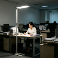 Lampadaire moderne en aluminium avec commande tactile, température de couleur réglable 2700-6500K, LED 120lm/W, intensité variable, abat-jour carré en métal argenté, pour bureau