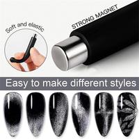 1 pièce Bâtonnet magnétique pour ongles effet œil de chat, avec poignée en silicone souple, outil de manucure magnétique pour créer des motifs d'ongles halo et rayés NAB056