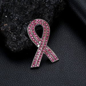 Venta al por mayor Concienciación sobre el cáncer <span class=keywords><strong>de</strong></span> <span class=keywords><strong>mama</strong></span> Cinta Rosa Pin <span class=keywords><strong>de</strong></span> solapa Broche Cristal Rhinestone Broche <span class=keywords><strong>de</strong></span> metal Joyería - Product Image 4