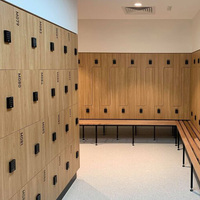 AOGAO Vestiaire de centre de fitness personnalisé, casier 12 portes en HPL avec cadre en aluminium et banc, installation au sol/mur