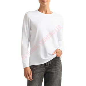 Elegante Camiseta básica de manga larga con cuello redondo Material de algodón Traje informal Ideal para el trabajo en casa o actividades al aire libre Ropa - Product Image 1