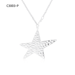 Collar con colgante de estrella Amy Amy, cadena de acero inoxidable chapada en plata de 60 + 5Cm para mujer, joyería de regalo para uso diario - Product Image 3