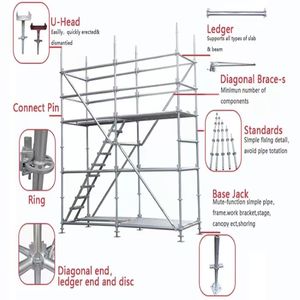 Rangka cincin <span class=keywords><strong>Modular</strong></span> semua cuaca bahan bangunan perancah tangga logam serbaguna Andamios tubulare perancah komprehensif - Product Image 1