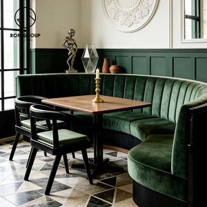 Ensemble de table et de chaises de restaurant moderne en bois vert et cuir, multifonctionnel, pour la restauration rapide et les cafés - Product Image 4