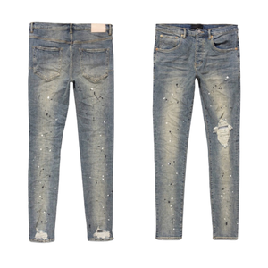 Pantalones de mezclilla rasgados con parches para hombre, de alta calidad, al por mayor, estilo vintage, lavado a la nieve, para dropshipping - Product Image 2