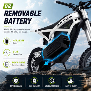 Expédition rapide aux États-Unis, APTUM 2C, moto électrique tout-terrain, puissance nominale de 2000 W, frein à disque hydraulique, moto tout-terrain, autonomie de 40-50 km, vitesse de 45 km/h - Product Image 2