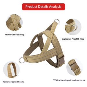 Arnés Táctico para Perro, Material de Nailon, Estilo Casual, Monocromático, para Perros Medianos y Grandes, Arnés para <span class=keywords><strong>Mascotas</strong></span> A7 - Product Image 4