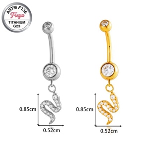 <span class=keywords><strong>Piercing</strong></span> per <span class=keywords><strong>ombelico</strong></span> in titanio 14G ASTM F136 con ciondolo a forma di serpente, anello per <span class=keywords><strong>piercing</strong></span> <span class=keywords><strong>all</strong></span>'<span class=keywords><strong>ombelico</strong></span> ipoallergenico con zircone. - Product Image 2