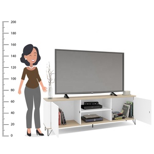 Mueble para TV de 2 Puertas Estilo Moderno CARTAGENA, Madera para Sala de Estar, Aglomerado, Color Legno Salinas/Blanco, Diseño Brasileño, Fácil de Ensamblar - Product Image 4