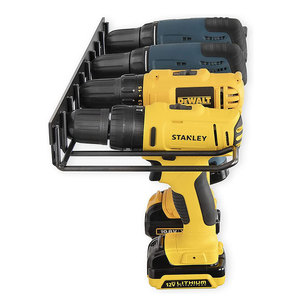 رف منظم أدوات يدوي مثبت على الحائط معدني ، حامل مثقاب 4 فتحات للخدمة الشاقة ، رف تخزين لاسلكي مُجمع بالكامل - Product Image 3