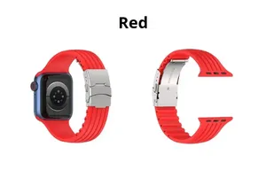 สายนาฬิกาซิลิโคนแบบสปอร์ตสำหรับ Apple Watch Series Ultra 49 มม. SE 44 มม. 38 มม. 42 มม. พร้อมหัวเข็มขัดแม่เหล็กแบบพับได้ - Product Image 4
