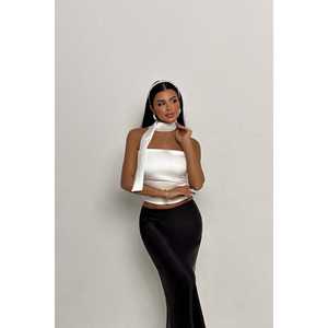 Top court en satin blanc pour soirée - Product Image 2