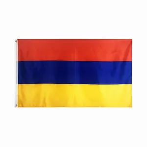 3x5Fts โพลีเอสเตอร์สีแดงสีฟ้าสีเหลืองแบนเนอร์ประจำชาติธงอาร์เมเนีย