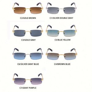 Gafas de Sol Cuadradas Pequeñas Retro de Moda 2022, Lentes Degradadas, Gafas de Sol Rectangulares sin Montura para Mujer - Product Image 6