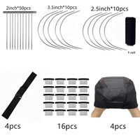 IRUIBEAUTY Kit de Fabrication de Perruques 95 Pièces/Ensemble, Bonnets en Maille Noire, Fil à Tisser les Cheveux, Aiguilles T/C, Peignes à Queue de Rat, Élastiques, Outil DIY