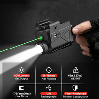 Senter Portabel Sinar Laser Hijau Putih 800 Lumens Combo Tahan Air Dapat Diisi Ulang Murah Senter ABS