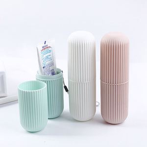 Portable Plastic Toothpaste & <b>Toothbrush</b> Container Organizer Home Bathroom Set for Hotels-Travel Storage <b>Case</b> Holder - Product Image 1