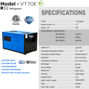 Professional Contractors‘ Choice 115V 70 PPD-145 PPD Crawl Space Dehumidifier for Basements Portable - Product Image 2