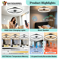Ventilateur de plafond moderne sans pales de 19 pouces avec lumière et télécommande, 3000K-6500K, intensité variable, montage encastré pour chambre, salon, cuisine