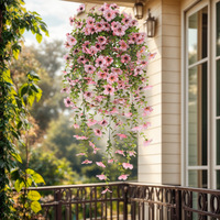 Plante artificielle murale suspendue en fleurs de plastique, orchidée violette et eucalyptus Manuka, pour panier suspendu, décoration intérieure et extérieure