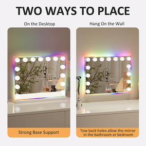 Thông minh điều khiển cảm ứng <span class=keywords><strong>RGB</strong></span> đèn nền LED Magnifying Gương trang điểm 22.8x16.9 inch gương mỹ phẩm với chức năng bộ nhớ - Product Image 2