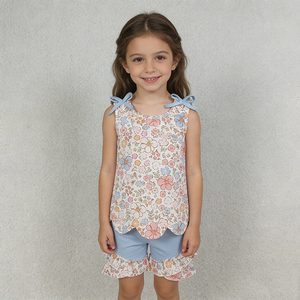 Ensemble de vêtements décontractés pour filles à imprimé floral de style boutique, tenues d'été à volants, vente en gros, usine de vêtements de mode pour enfants - Product Image 4